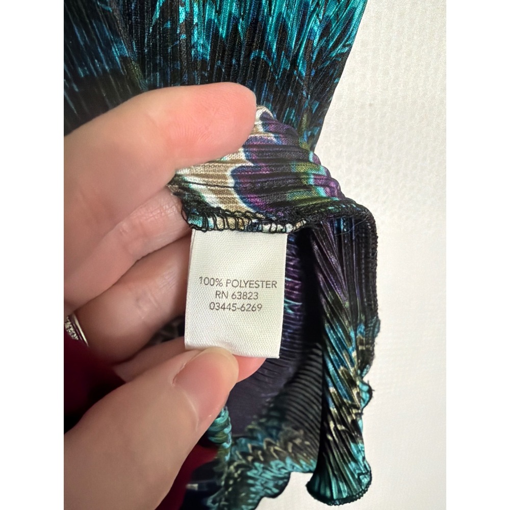 Christopher & Banks Chevron Plisse Cowl Neck Sleeveless Top Teal Purple Large - Picture 7 of 10